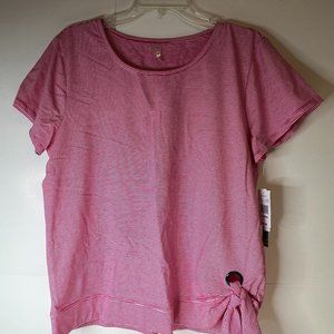 NWT Silverwear Women's Red Striped T-Shirt Top with Side Loop Tie XL
